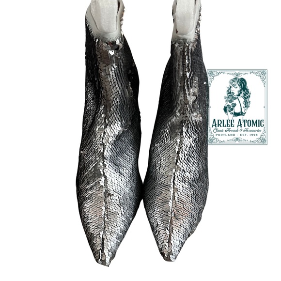Charles David Silver Sequin ankle booties - Picture 8 of 15